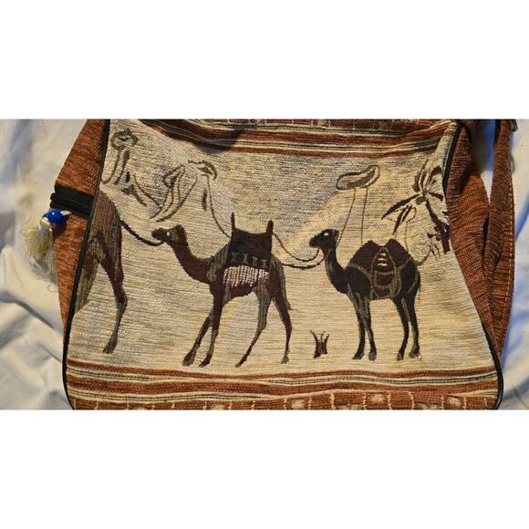 Unique Kapteks Canvas Handbag Camel Zipper Handle Purse - Picture 3 of 12